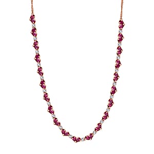 Epic Deal Niassa Ruby (FF) and White Zircon 15.50 ctw Heart Necklace in 18K Vermeil Rose Gold Sterling Silver 18 Inches