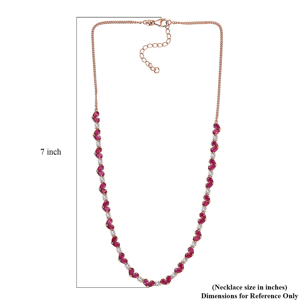 Epic Deal Niassa Ruby (FF) and White Zircon 15.50 ctw Heart Necklace in 18K Vermeil Rose Gold Sterling Silver 18 Inches image number 5