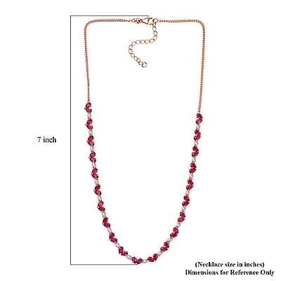 D'Joy Epic Deal Niassa Ruby (FF) and White Zircon 15.50 ctw Heart Necklace in 18K Vermeil Rose Gold Sterling Silver 18 Inches