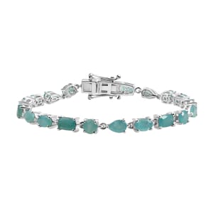 Grandidierite 8.80 ctw Link Bracelet in Rhodium Over Sterling Silver (6.50 In)