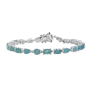 Grandidierite 10.15 ctw Link Bracelet in Rhodium Over Sterling Silver (7.25 In)