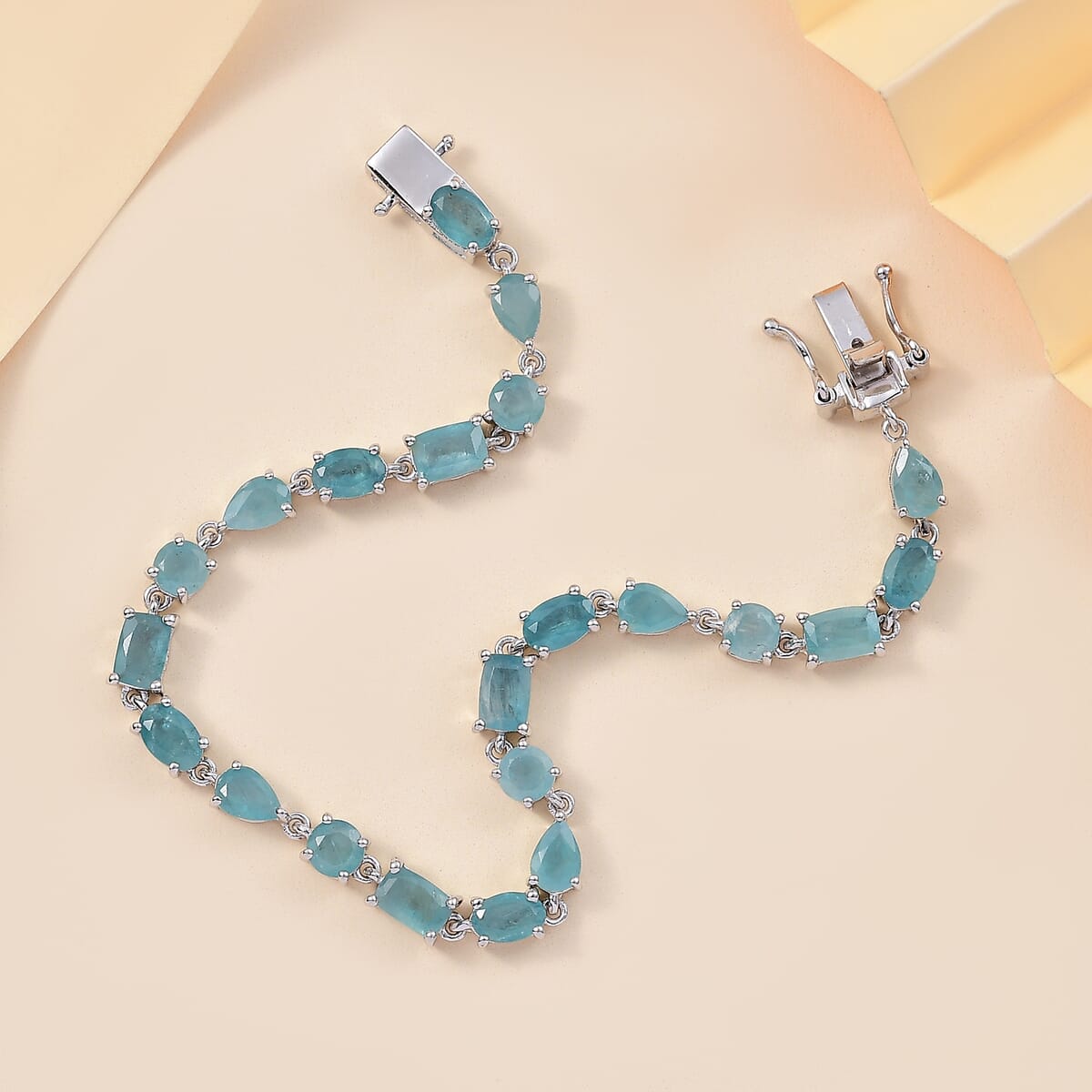 Grandidierite 10.15 ctw Link Bracelet in Rhodium Over Sterling Silver (7.25 In) image number 1