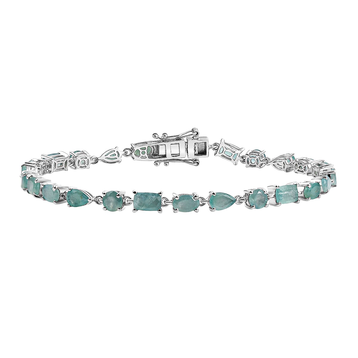 Grandidierite 11.00 ctw Link Bracelet in Rhodium Over Sterling Silver (8.00 In) image number 0