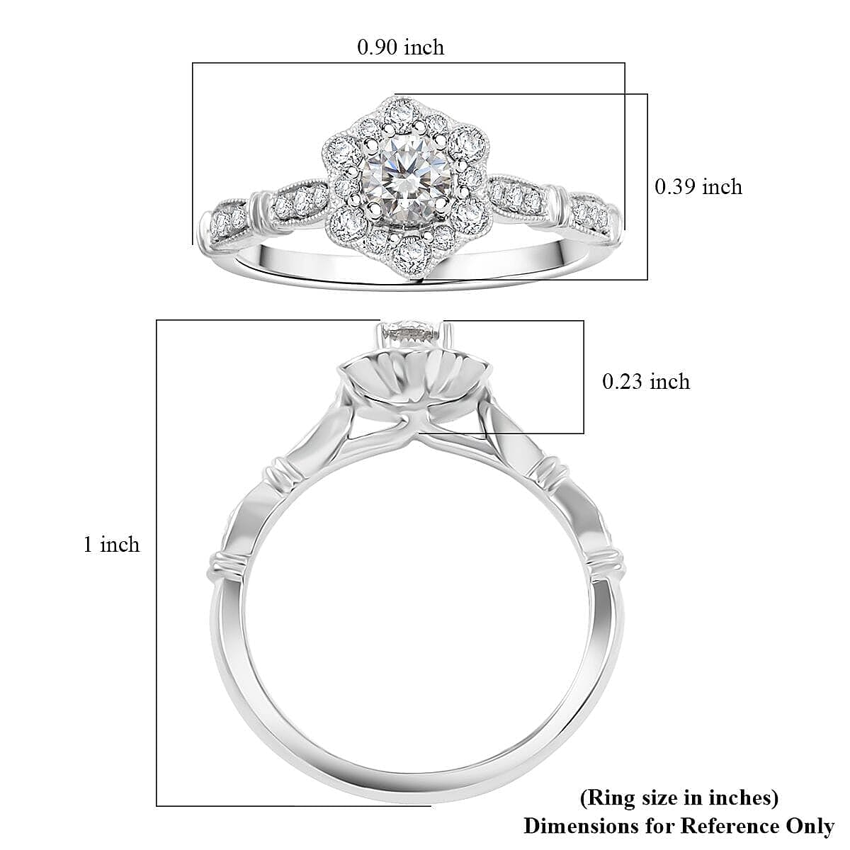 Modani White Diamond 0.54 ctw Ring in 950 Platinum (Size  5.5)  5 Grams image number 4