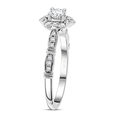 Modani G VVS1 White Diamond Vintage Floral Ring in 950 Platinum 0.54 ctw (Size 7.0)