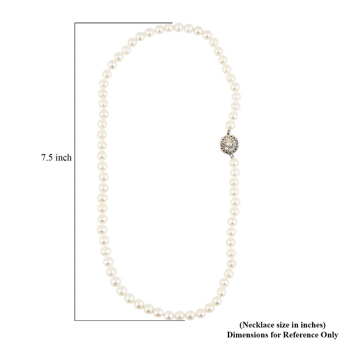 Freshwater Pearl 4.5mm Flower Clasp Necklace in Goldtone 20 Inches image number 3