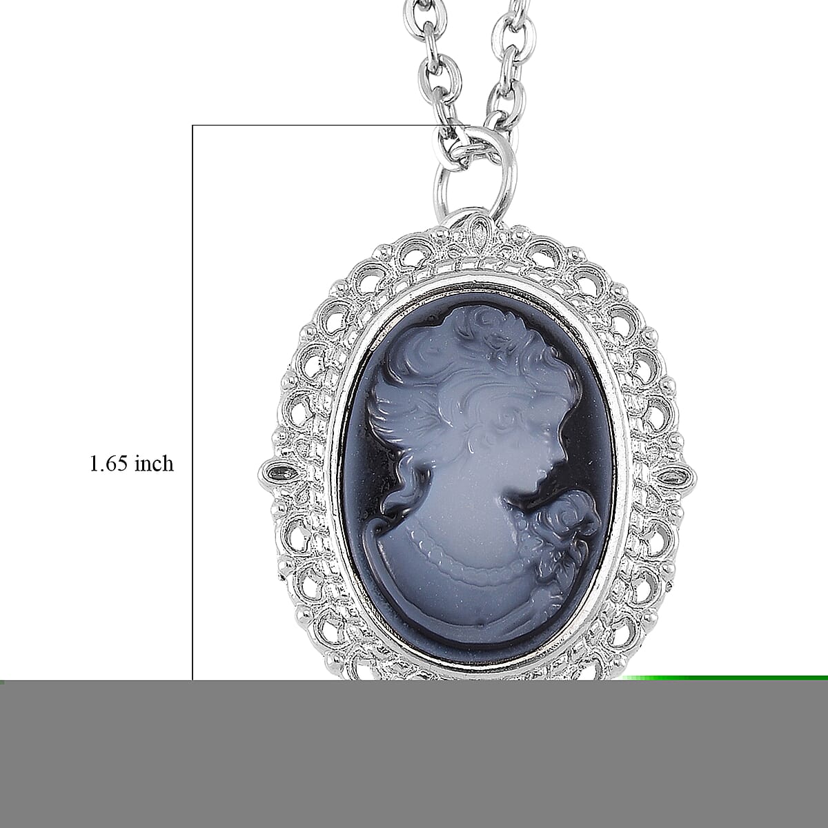 Strada Cameo Japanese Movement Pocket Watch in Silvertone with Stainless Steel Chain (36 Inches) 3.80 ctw image number 6