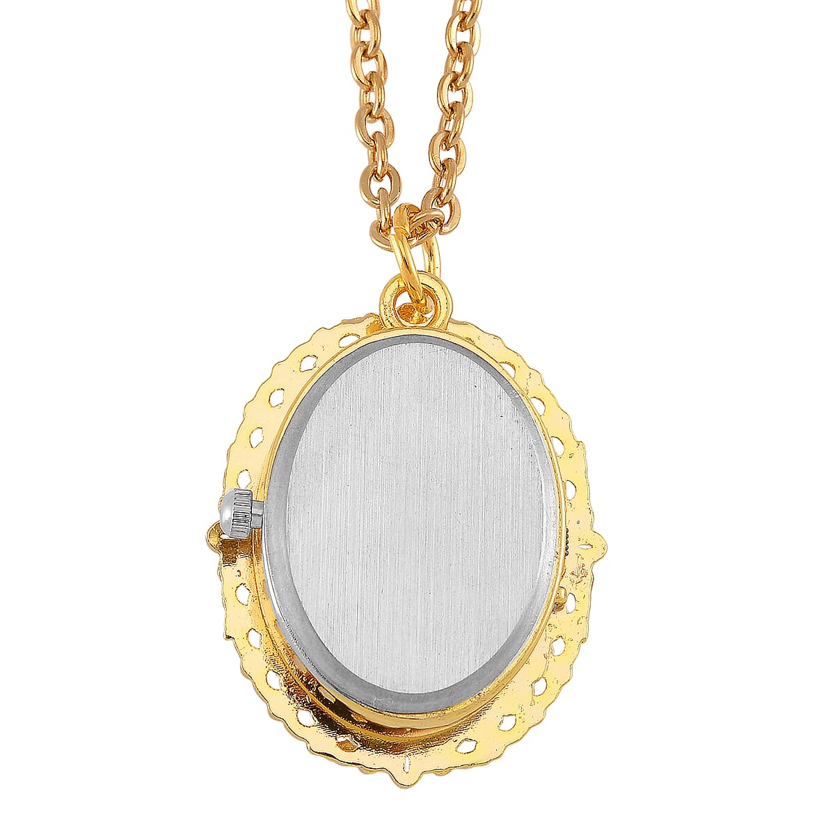 Strada Cameo Japanese Movement Pocket Watch in Goldtone with ION Plated YG Stainless Steel Chain (36 Inches) 3.80 ctw image number 4