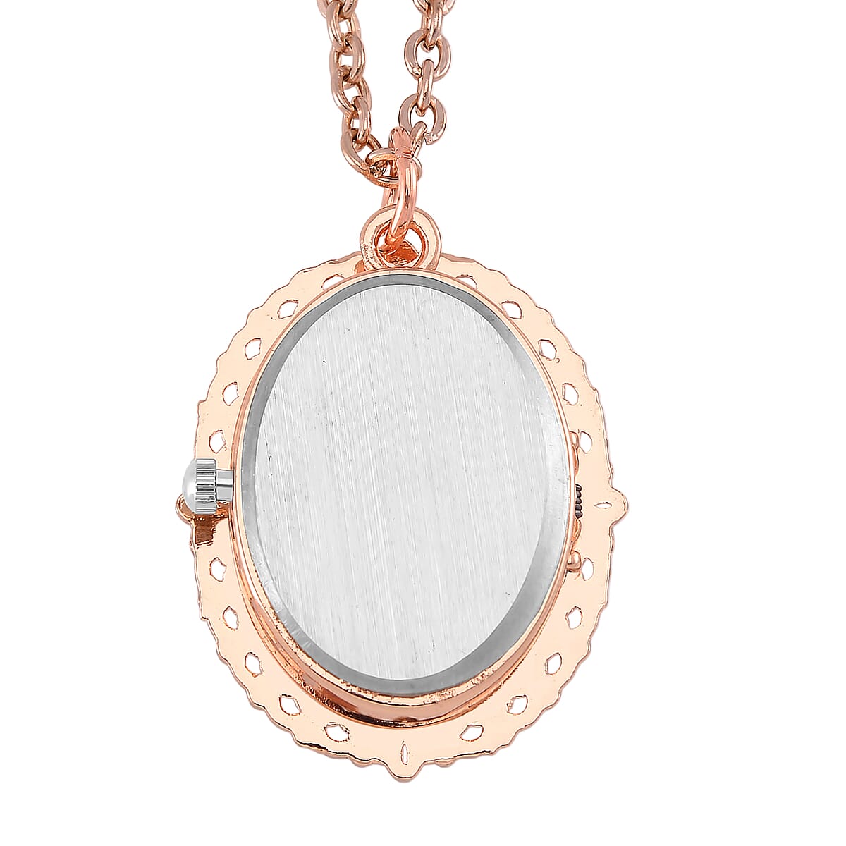 Strada Cameo Japanese Movement Pocket Watch in Goldtone with ION Plated RG Stainless Steel Chain (36 Inches) 3.80 ctw image number 4