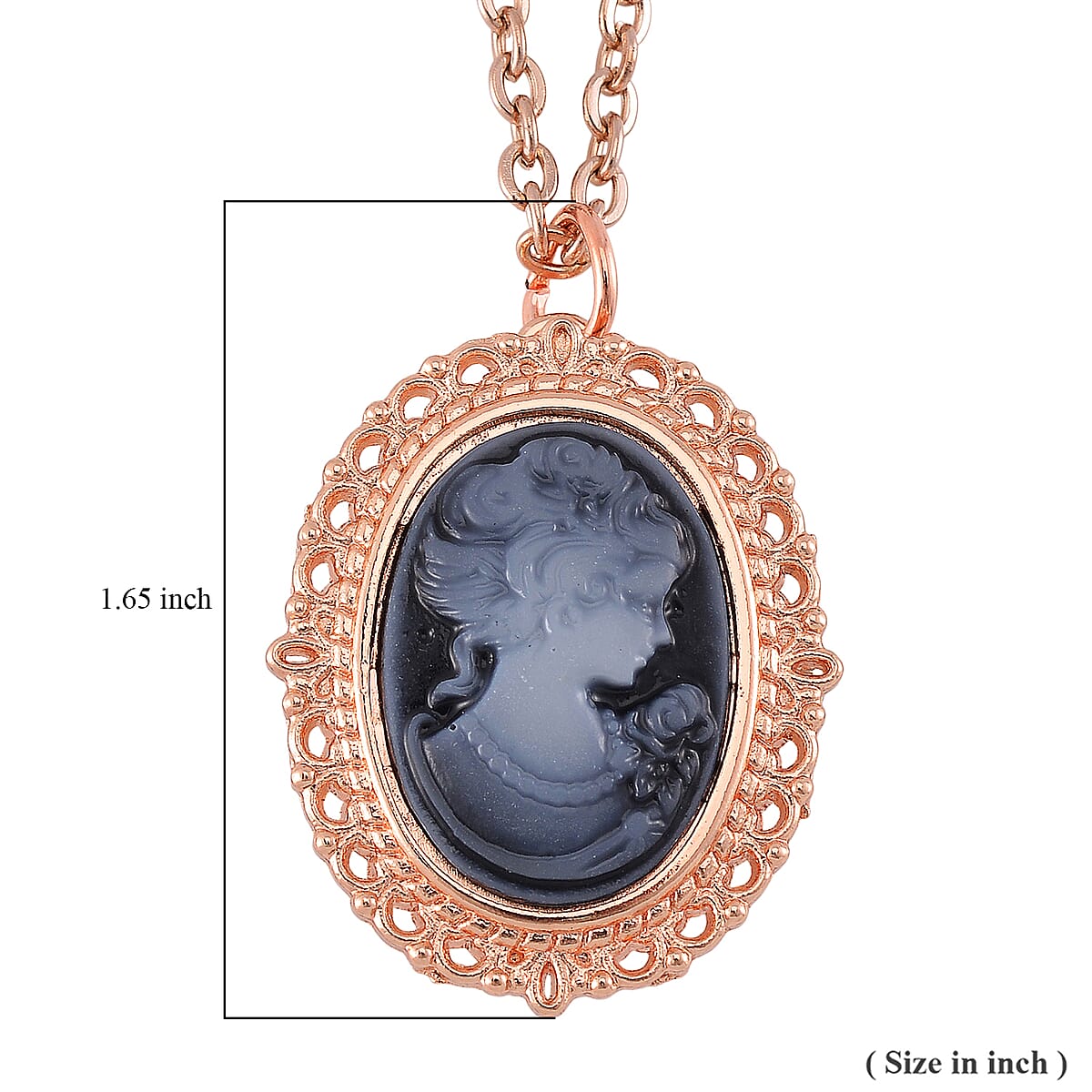 Strada Cameo Japanese Movement Pocket Watch in Goldtone with ION Plated RG Stainless Steel Chain (36 Inches) 3.80 ctw image number 6