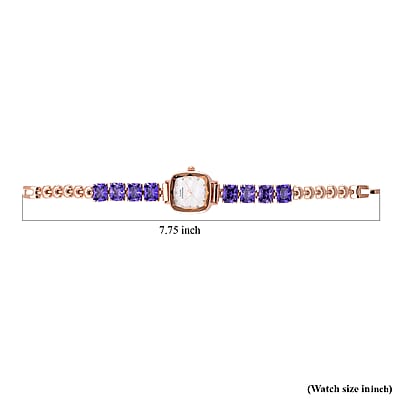 Classic Succession Austrian Crystal Miyota Japanese Movement Watch with Simulated Purple Diamond Strap in Rosetone and Stainless Steel Buckle 12.00 ctw