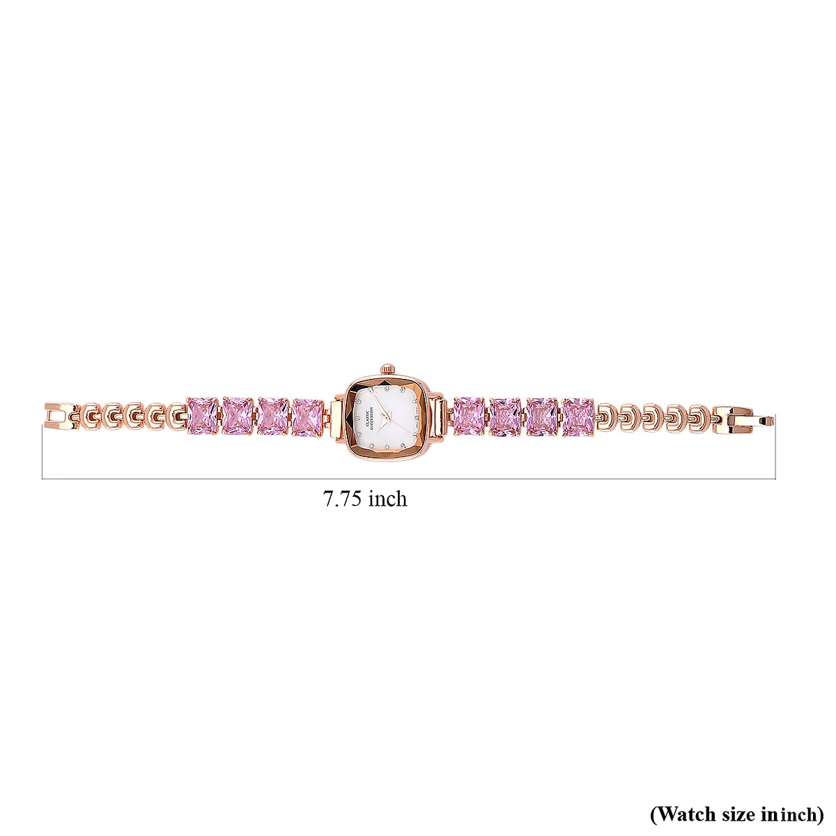 Classic Succession Austrian Crystal Miyota Japanese Movement Watch with Simulated Pink Diamond Strap in Rosetone and Stainless Steel Buckle 12.00 ctw image number 5
