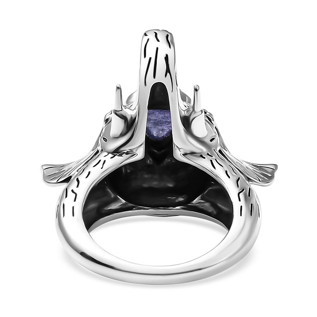 Indian Artisan Crafted Tanzanite 2.40 ctw Royal Grace Elephant Ring in Sterling Silver (Size 6.0) image number 4