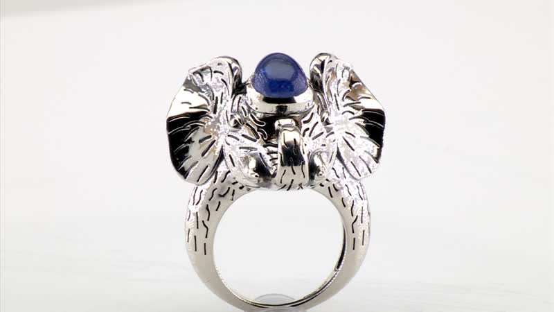 Artisan Crafted Tanzanite 2.40 ctw Elephant Ring in Sterling Silver (Size 7.0)
