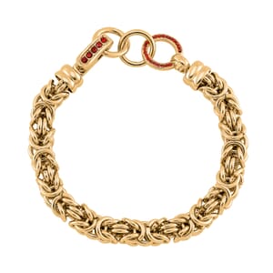 Red Austrian Crystal Byzantine Link Bracelet in ION Plated YG Stainless Steel (8.00 In)