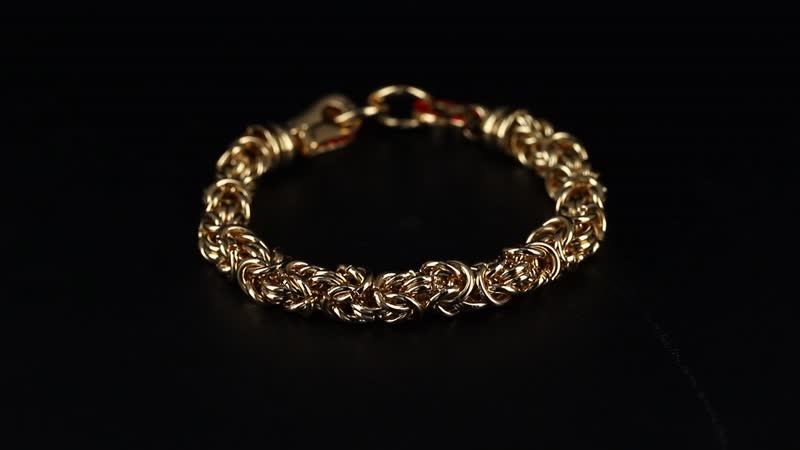 Red Austrian Crystal Byzantine Link Bracelet in ION Plated YG Stainless Steel (8.00 In)
