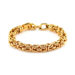 Green Austrian Crystal Byzantine Link Bracelet in ION Plated YG Stainless Steel (8.00 In)