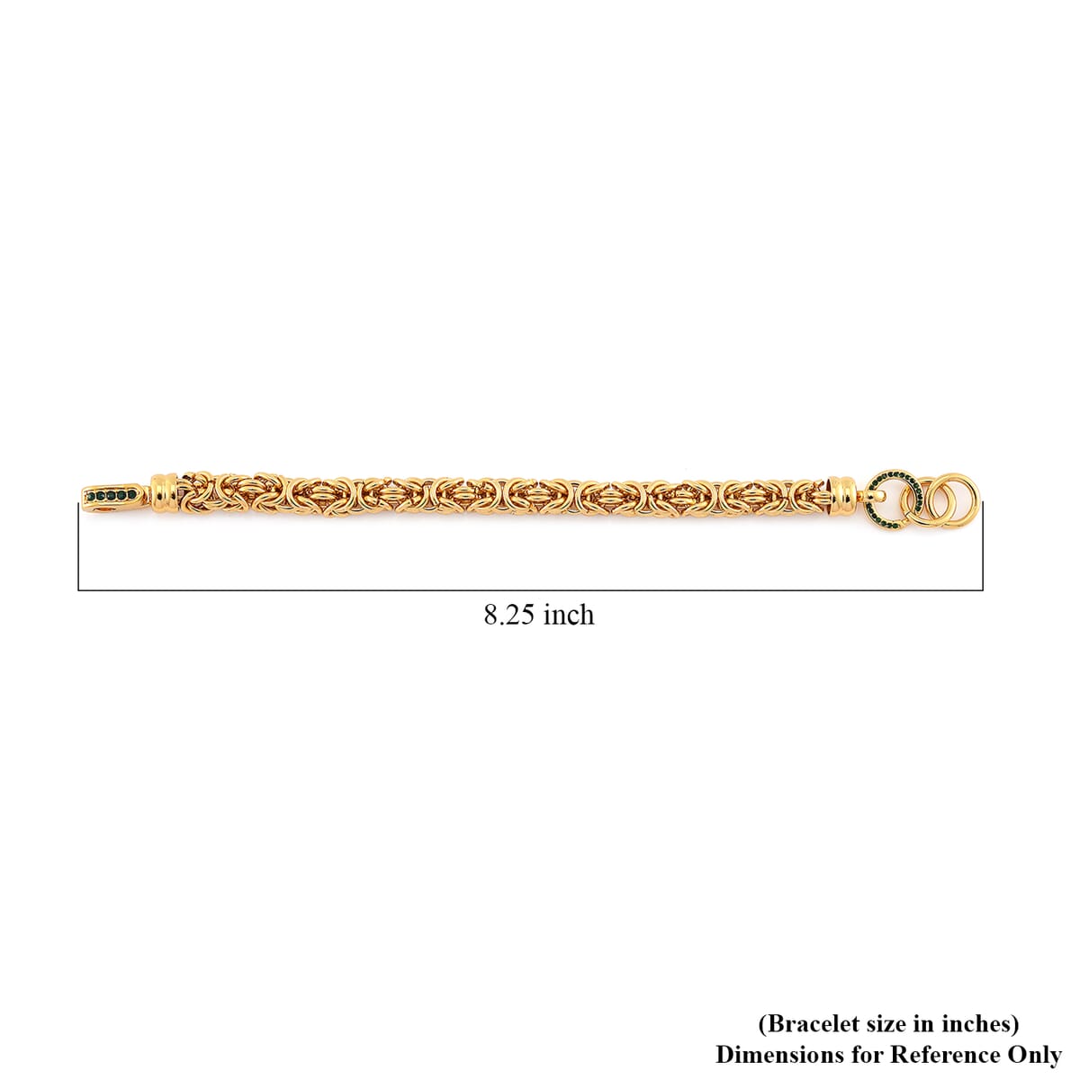 Green Austrian Crystal Byzantine Link Bracelet in ION Plated YG Stainless Steel (8.00 In) image number 6