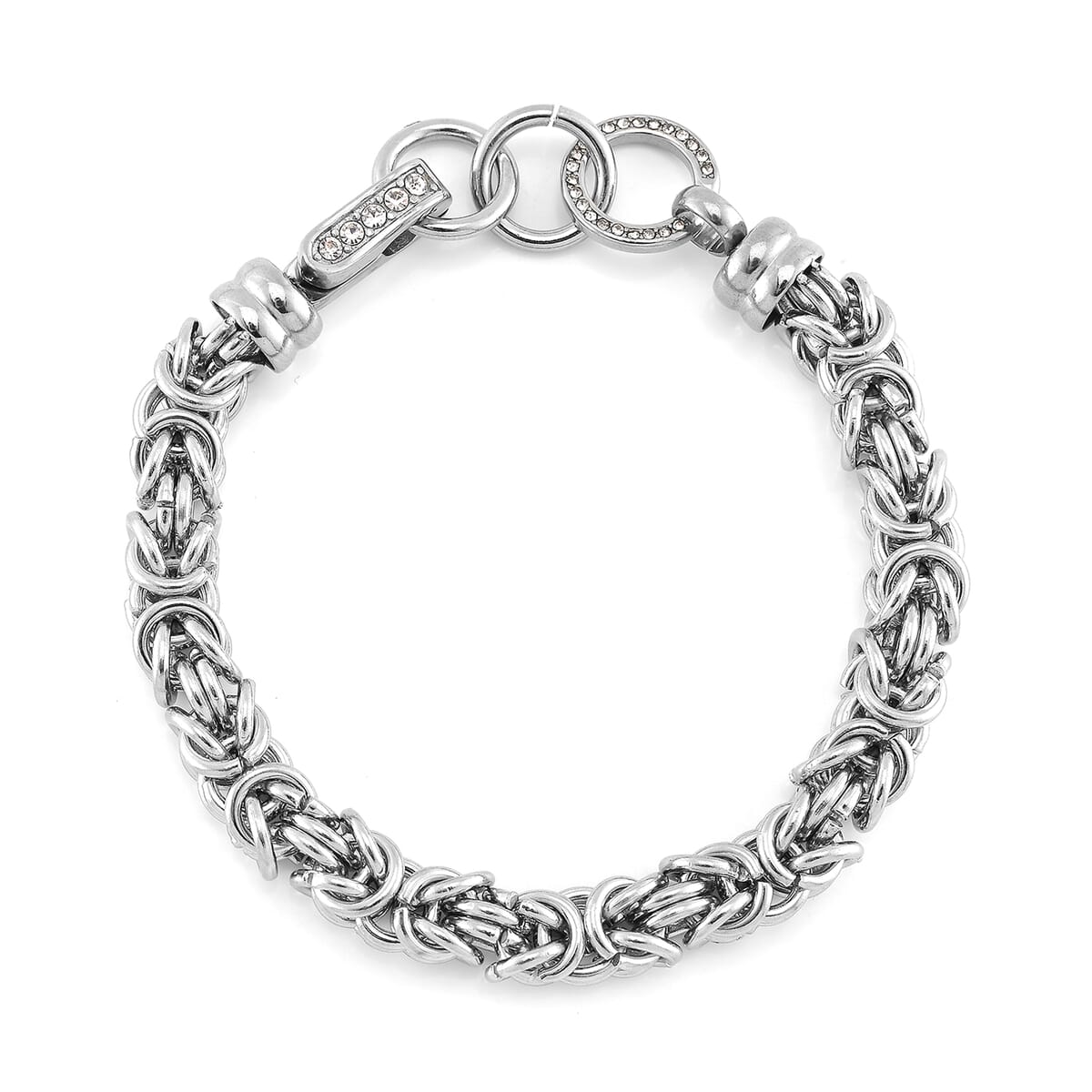 Austrian Crystal Byzantine Link Bracelet in Stainless Steel (8.00 In) image number 2