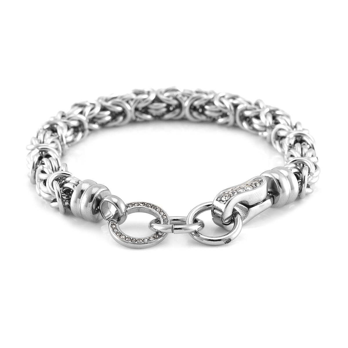 Austrian Crystal Byzantine Link Bracelet in Stainless Steel (8.00 In) image number 3