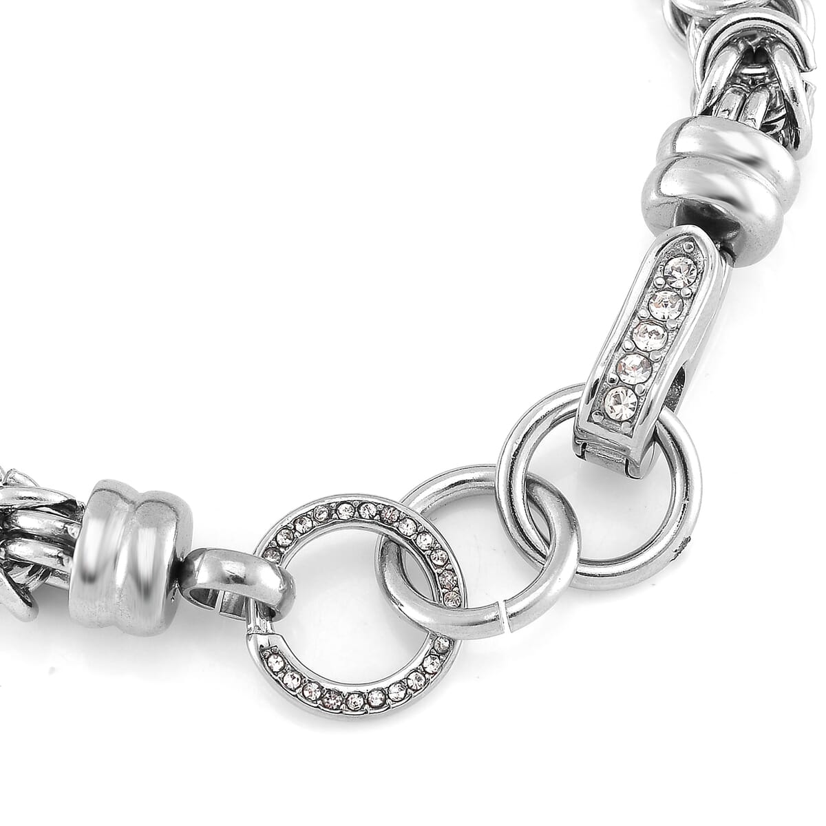 Austrian Crystal Byzantine Link Bracelet in Stainless Steel (8.00 In) image number 5