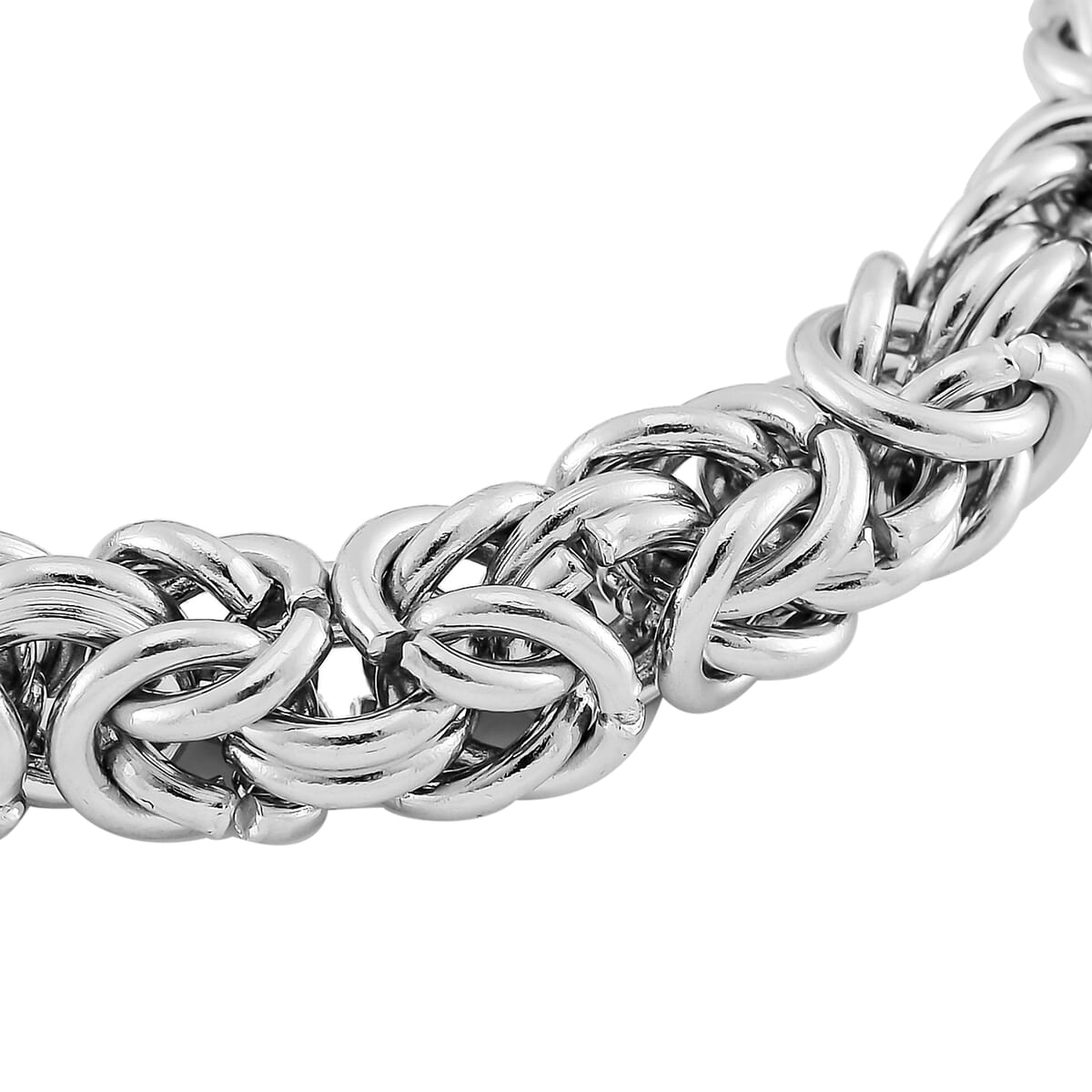 Blue Austrian Crystal Byzantine Link Bracelet in Stainless Steel (8.00 In) image number 4