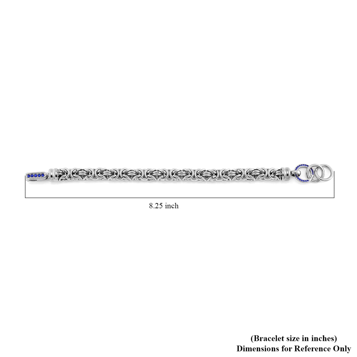 Blue Austrian Crystal Byzantine Link Bracelet in Stainless Steel (8.00 In) image number 6