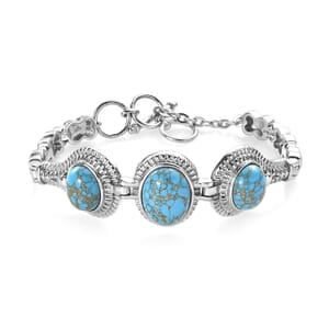 Mojave Blue Turquoise 17.40 ctw Bracelet in Stainless Stee (7.00 In) 