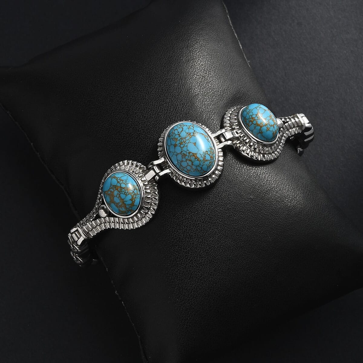 Mojave Blue Turquoise 17.40 ctw Bracelet in Stainless Stee (7.00 In)  image number 1