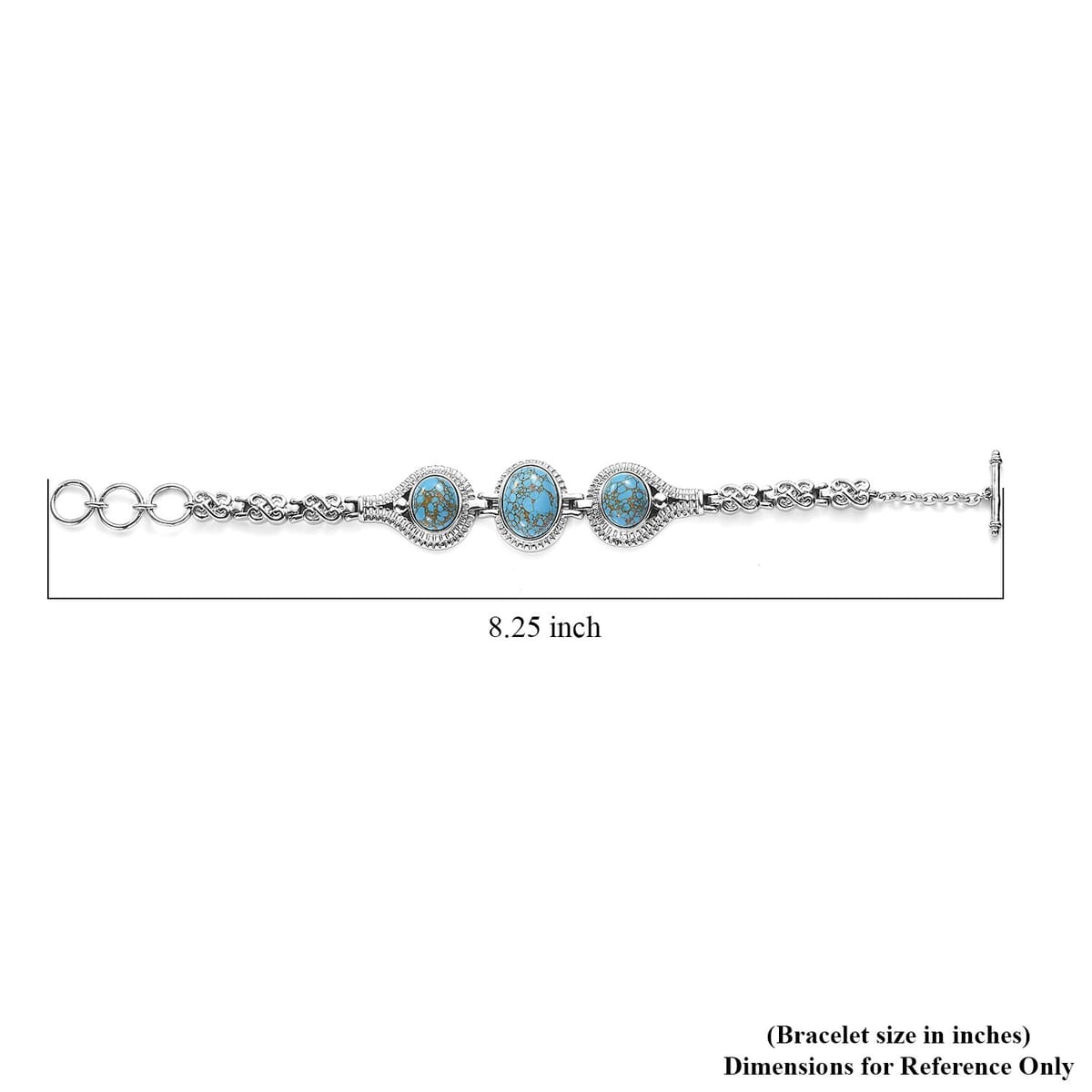 Mojave Blue Turquoise 17.40 ctw Bracelet in Stainless Stee (7.00 In)  image number 4