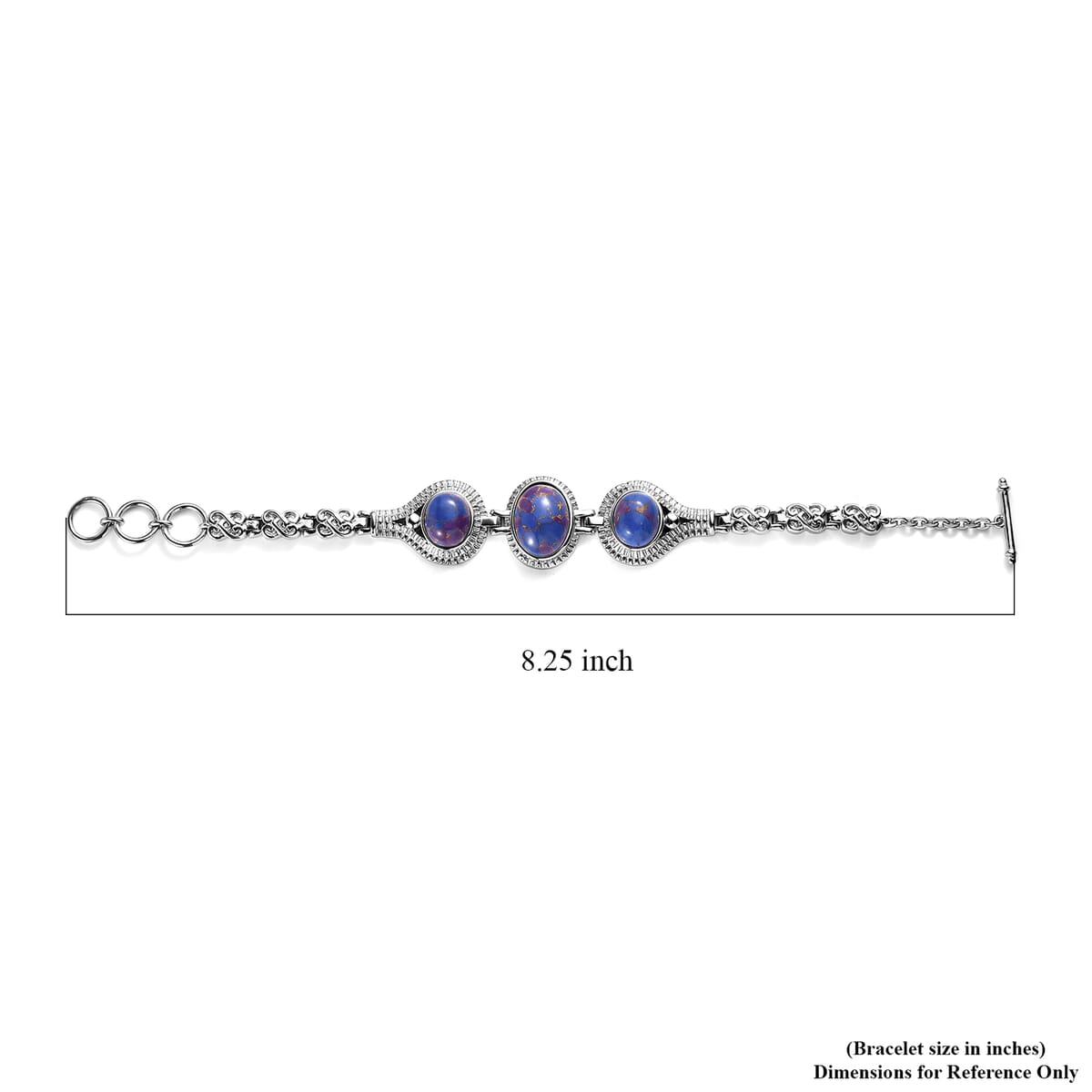 Mojave Purple Turquoise 18.30 ctw Bracelet in Stainless Stee (7.00 In)  image number 4