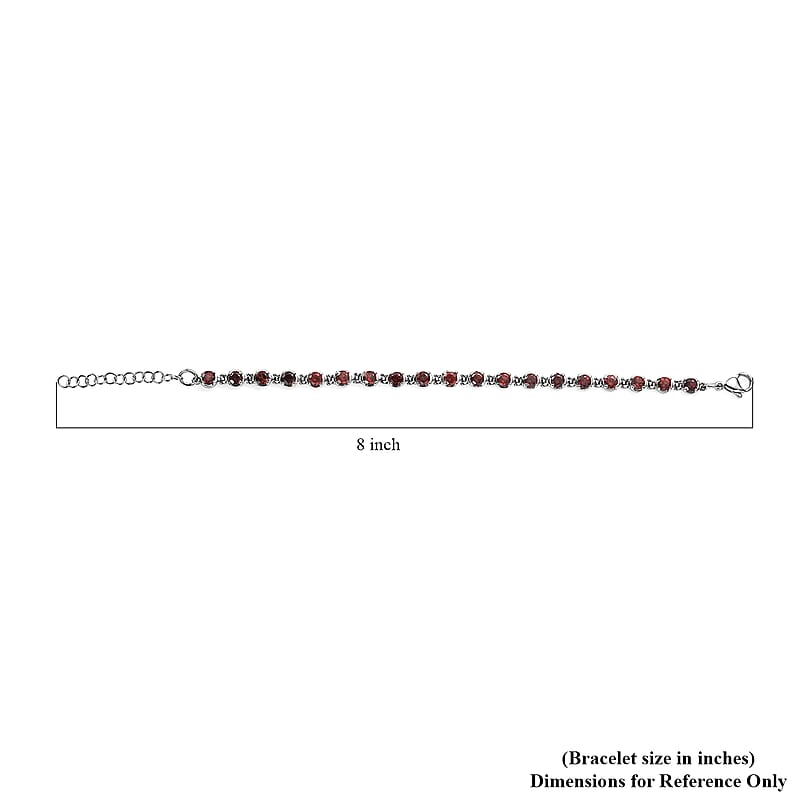 Mozambique Garnet 6.25 ctw Tennis Bracelet in Stainless Steel (6.50 In)