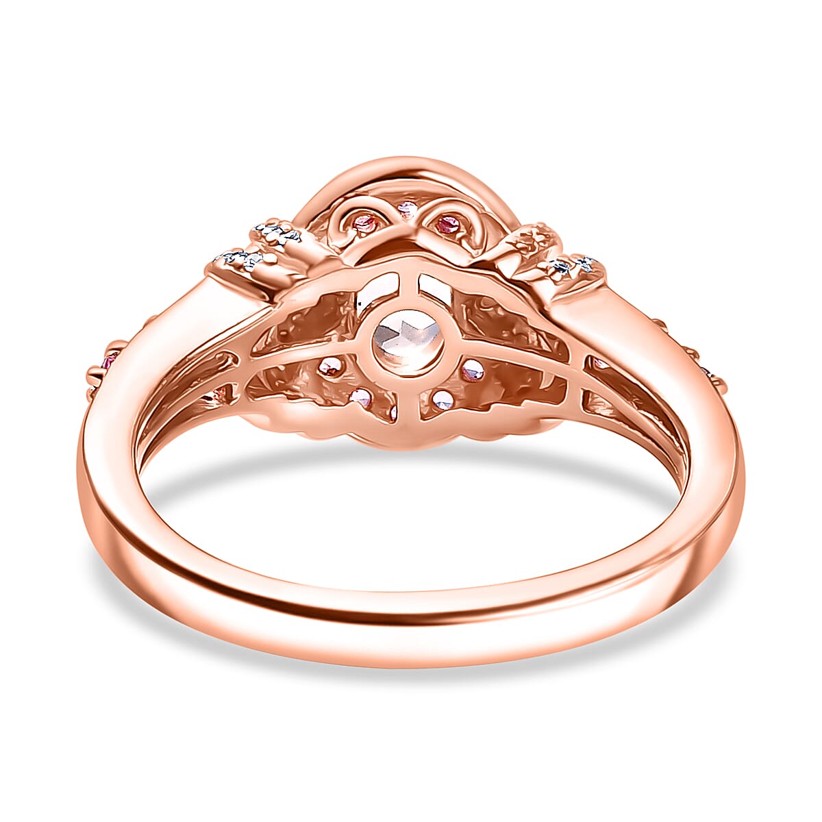 D'Joy Premium Marropino Morganite and Multi Gemstone 1.70 ctw Blossom Elegance Ring in 18K Vermeil Rose Gold Over Sterling Silver (Size 9.0)