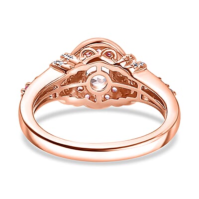 D'Joy Premium Marropino Morganite and Multi Gemstone 1.70 ctw Blossom Elegance Ring in 18K Vermeil Rose Gold Over Sterling Silver (Size 9.0)