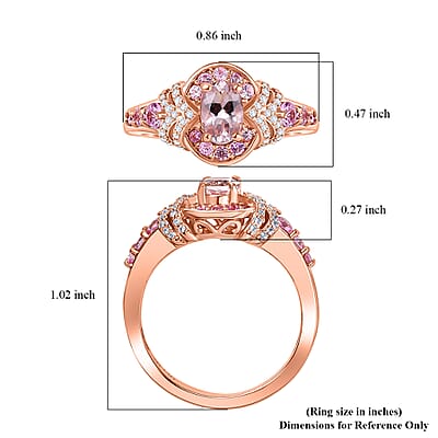 D'Joy Premium Marropino Morganite and Multi Gemstone 1.70 ctw Blossom Elegance Ring in 18K Vermeil Rose Gold Over Sterling Silver (Size 9.0)