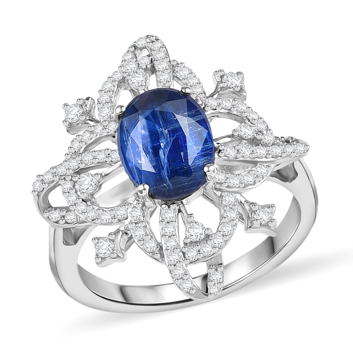 GP Celestial Dream Collection Kashmir Kyanite and Multi Gemstone 3.25 ctw Ring in Rhodium Over Sterling Silver (Size 9.0) image number 0