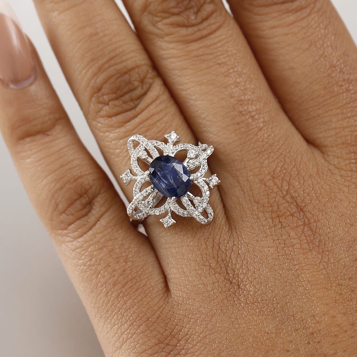 GP Celestial Dream Collection Kashmir Kyanite and Multi Gemstone 3.25 ctw Ring in Rhodium Over Sterling Silver (Size 9.0) image number 2