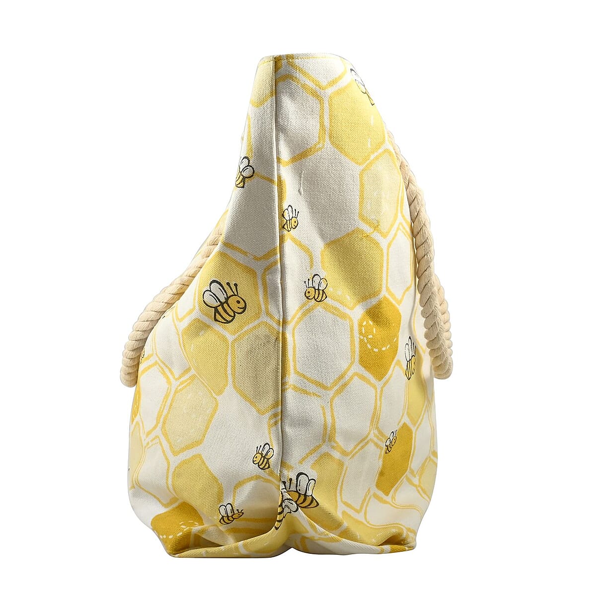 Boston International White & Yellow Honeycomb Pattern Canvas Tote Bag image number 1