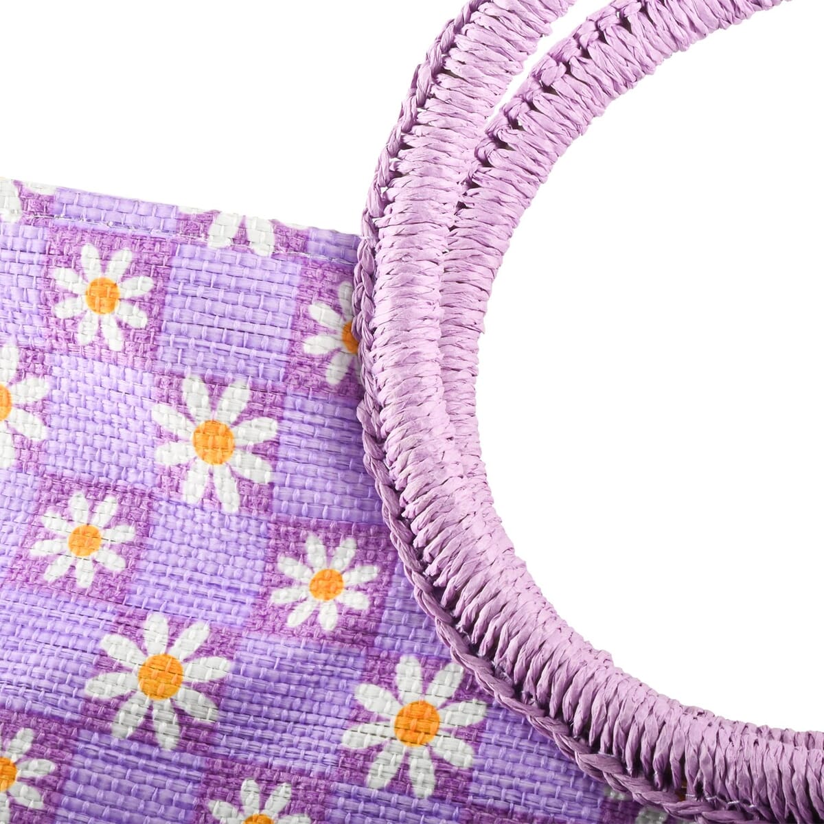 Boston International Lilac Checkered Daisy Pattern Tote Bag (20"x7.5"x16") image number 2