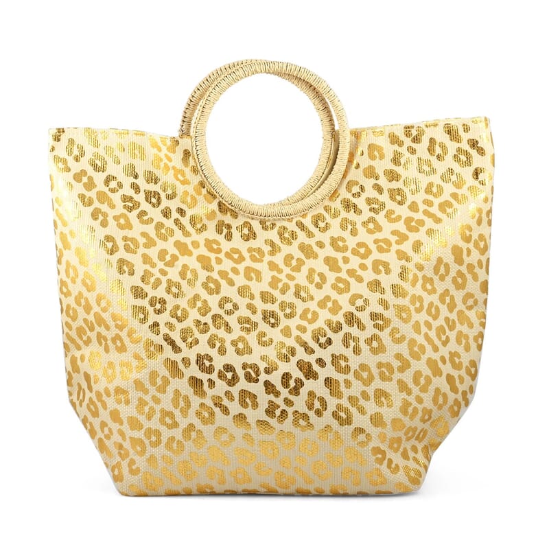 Boston International Gold Leopard Pattern Tote Bag