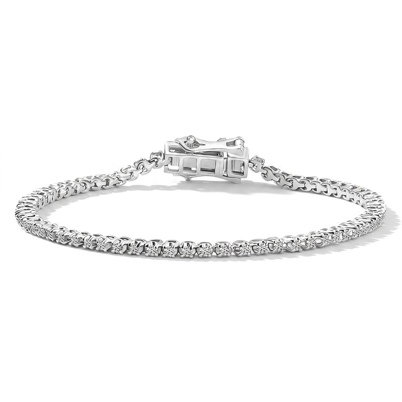 D'Joy Lab Grown Diamond I2-I3 1.00 ctw Bracelet in Rhodium Over Sterling Silver (6.50 In)