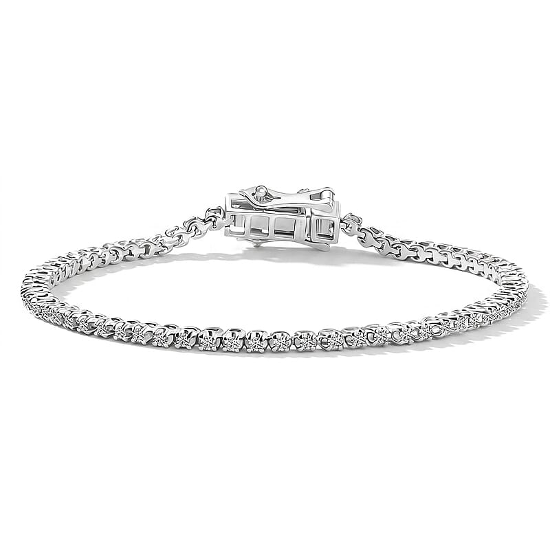 D'Joy Lab Grown Diamond I2-I3 1.00 ctw Bracelet in Rhodium Over Sterling Silver (6.50 In)
