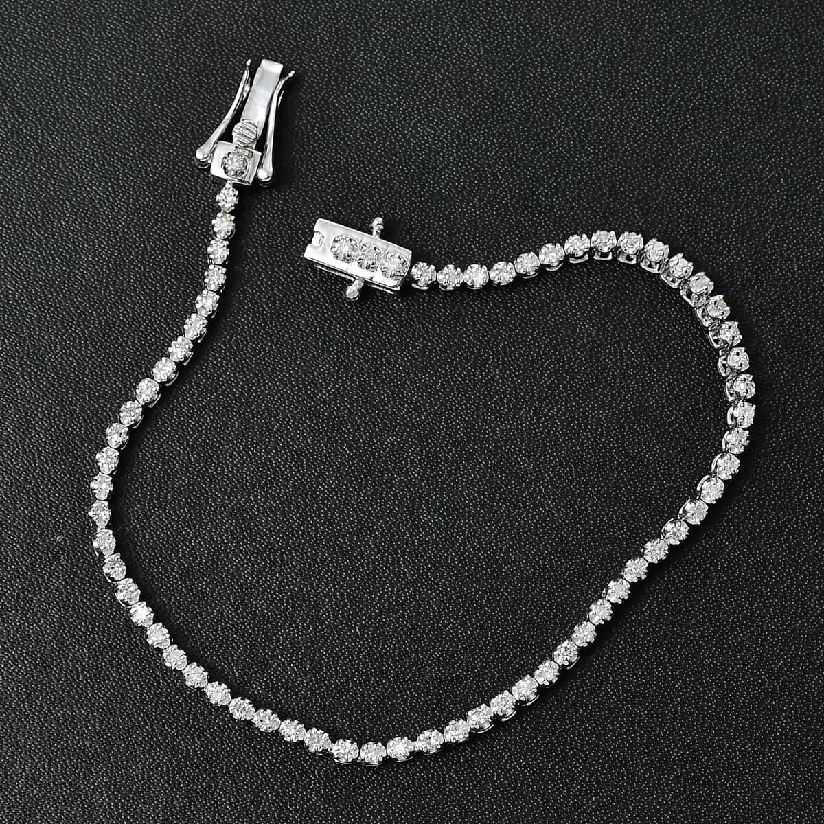 Luxuriant Lab Grown Diamond Bracelet in Rhodium Over Sterling Silver (6.50 In) 1.00 ctw image number 1