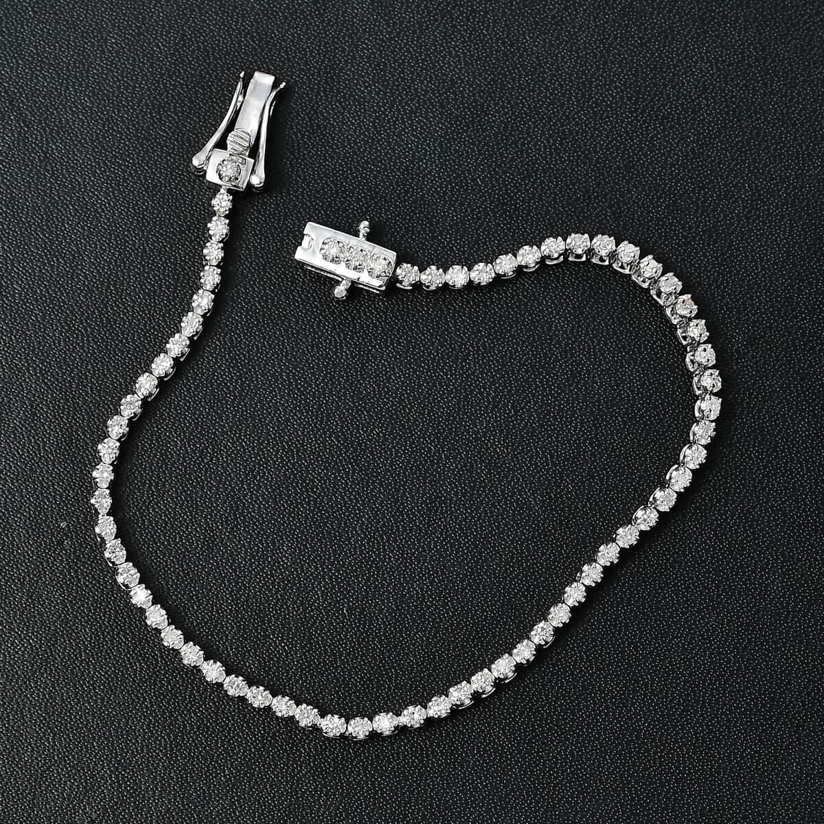 Luxuriant Lab Grown Diamond 1.00 ctw Bracelet in Rhodium Over Sterling Silver (8.00 In) image number 1