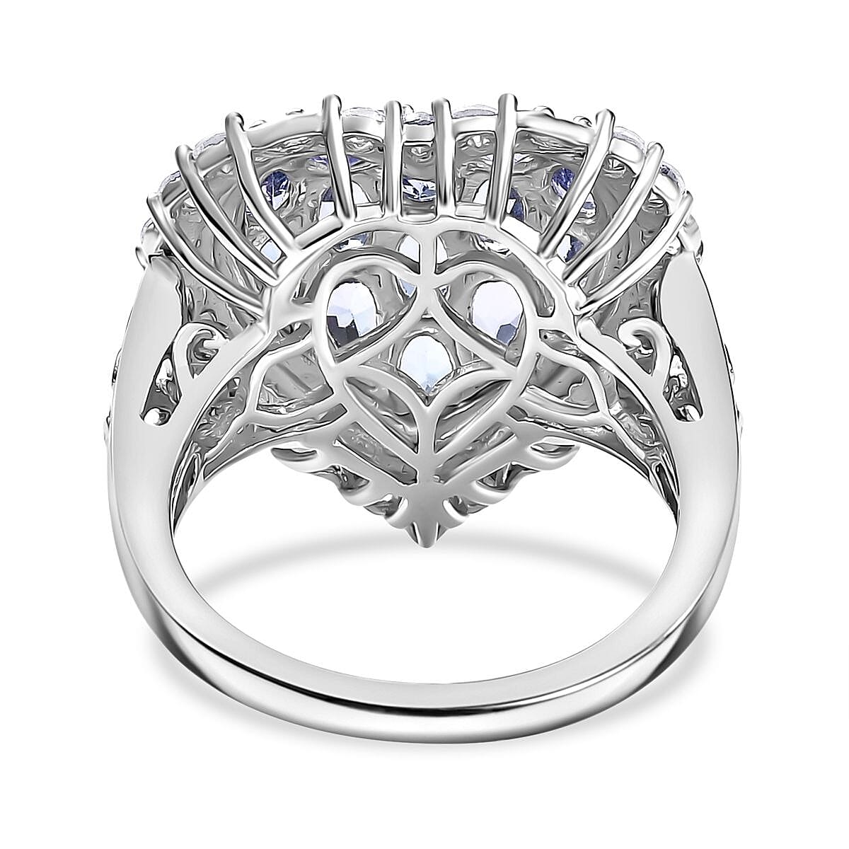 D'Joy Tanzanite and White Zircon 3.50 ctw Heart Ring in 18K Vermeil YG and Rhodium Over Sterling Silver (Size 7.0)
