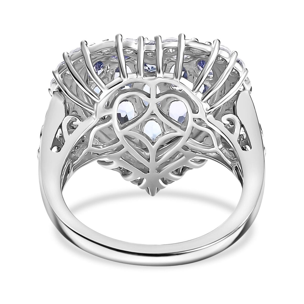 Tanzanite and White Zircon 3.50 ctw Heart Ring in 18K Vermeil YG and Rhodium Over Sterling Silver (Size 8.0) image number 4