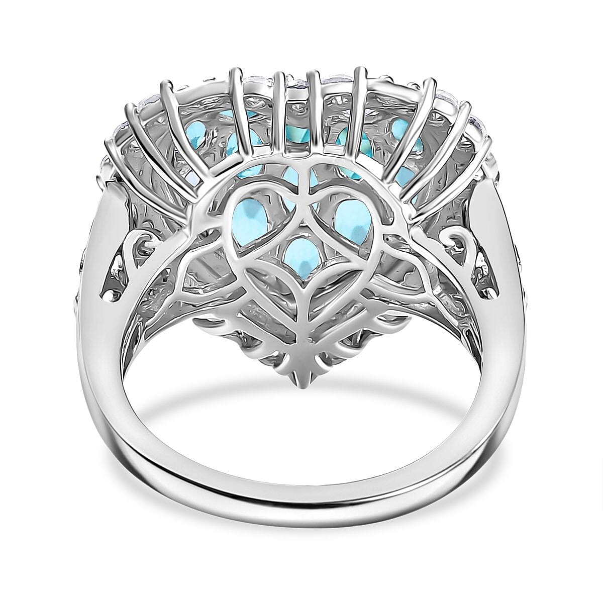 D'Joy Betroka Blue Apatite and White Zircon 3.75 ctw Heart Ring in 18K Vermeil YG and Rhodium Over Sterling Silver (Size 10.0) image number 4