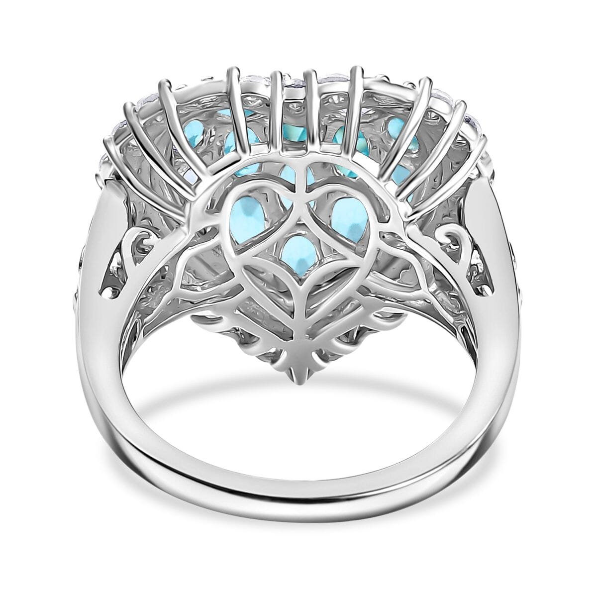 Betroka Blue Apatite and White Zircon 3.75 ctw Heart Ring in 18K Vermeil YG and Rhodium Over Sterling Silver (Size 6.0) image number 4