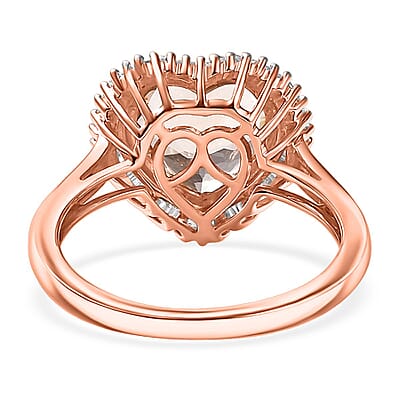 Luxoro AAA Marropino Morganite, Diamond G-H I2 3.33 ctw Heart Ring in 10K Rose Gold (Size  7.0)