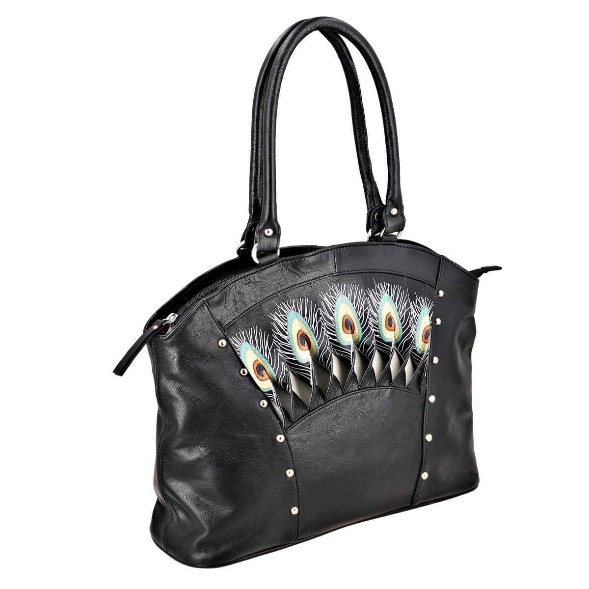 Black Genuine Leather Digital Print Handbag image number 4